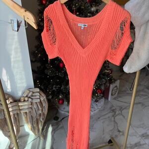 Orange cut out mini dress